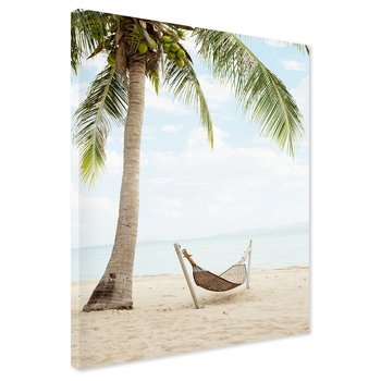 Obraz na płótnie - plaża, palma, hamak