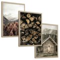 Zestaw obrazy w ramie, plakaty - góry, drewno, las - rama drewno