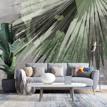 Fototapeta - beton, palmy, liście