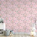 Tapeta - dziecięca, sarna, róże, wieniec