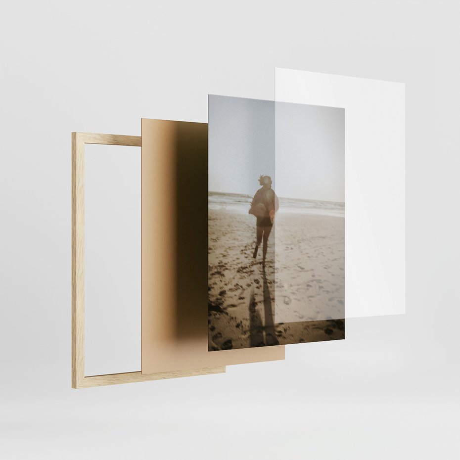 Zestaw obrazy w ramie, plakaty - plaża, palmy, morze - rama drewno