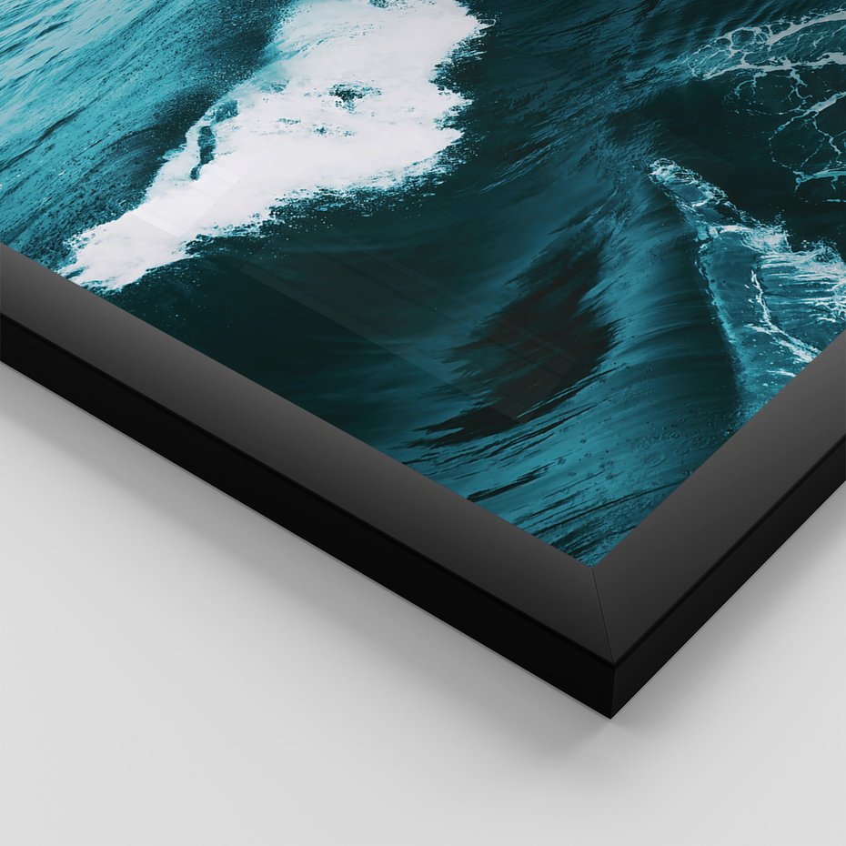 Zestaw obrazy w ramie, plakaty - woda, fale, morze - rama czarna