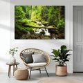 Obraz na płótnie - las, wodospad, potok