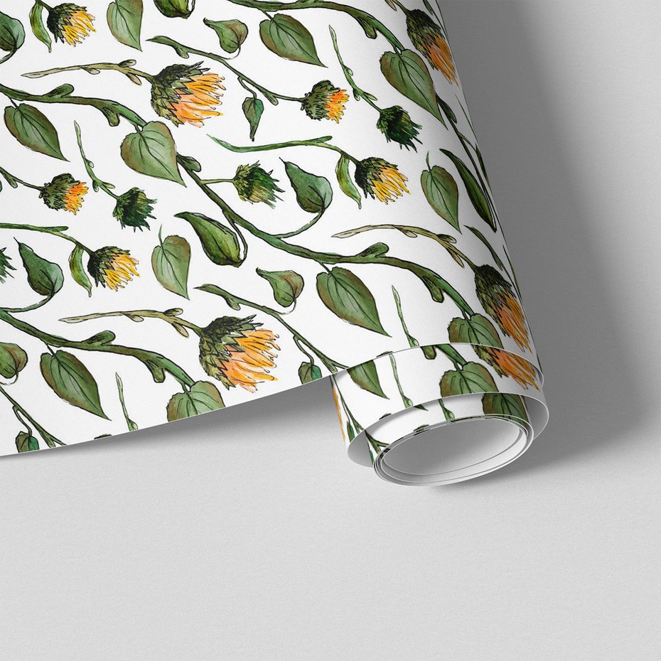 Tapeta - kwiaty, liście, łodygi