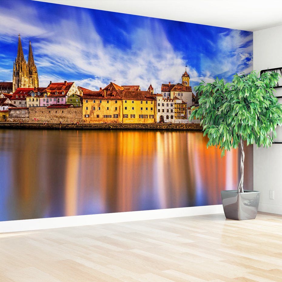 Fototapeta - miasto, rzeka, budynki