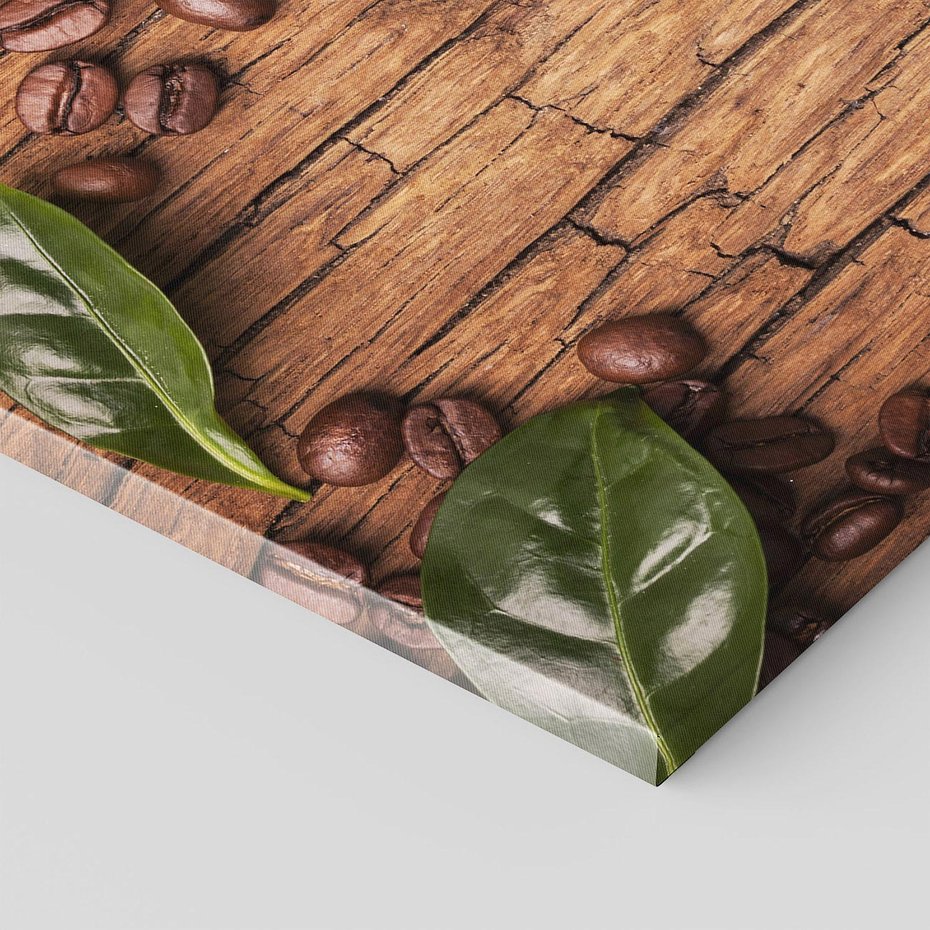 Obraz na płótnie - kawa, ziarna, liście