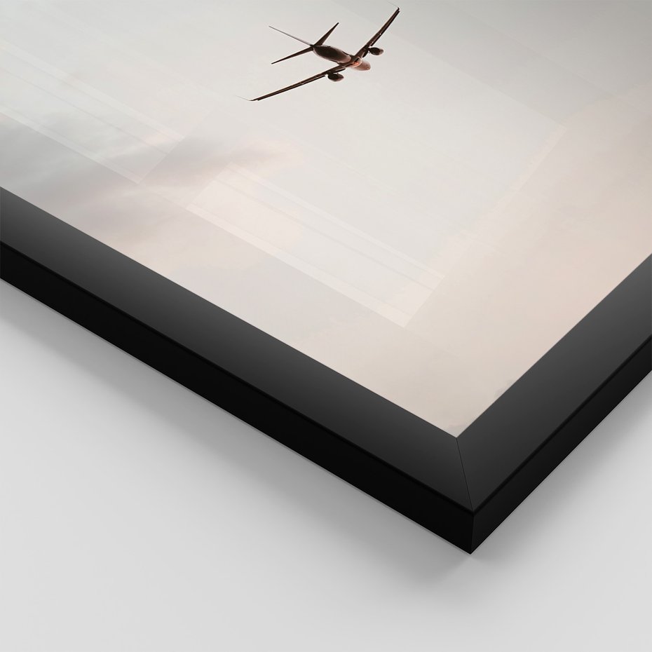 Zestaw obrazy w ramie, plakaty - podróż, samolot, mapa - rama czarna