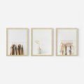 Zestaw obrazy w ramie, plakaty - ubrania, wazon, beżowy - rama drewno