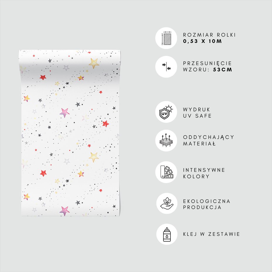 Tapeta - dziecięca, gwiazdy, konstelacje, kropeczki