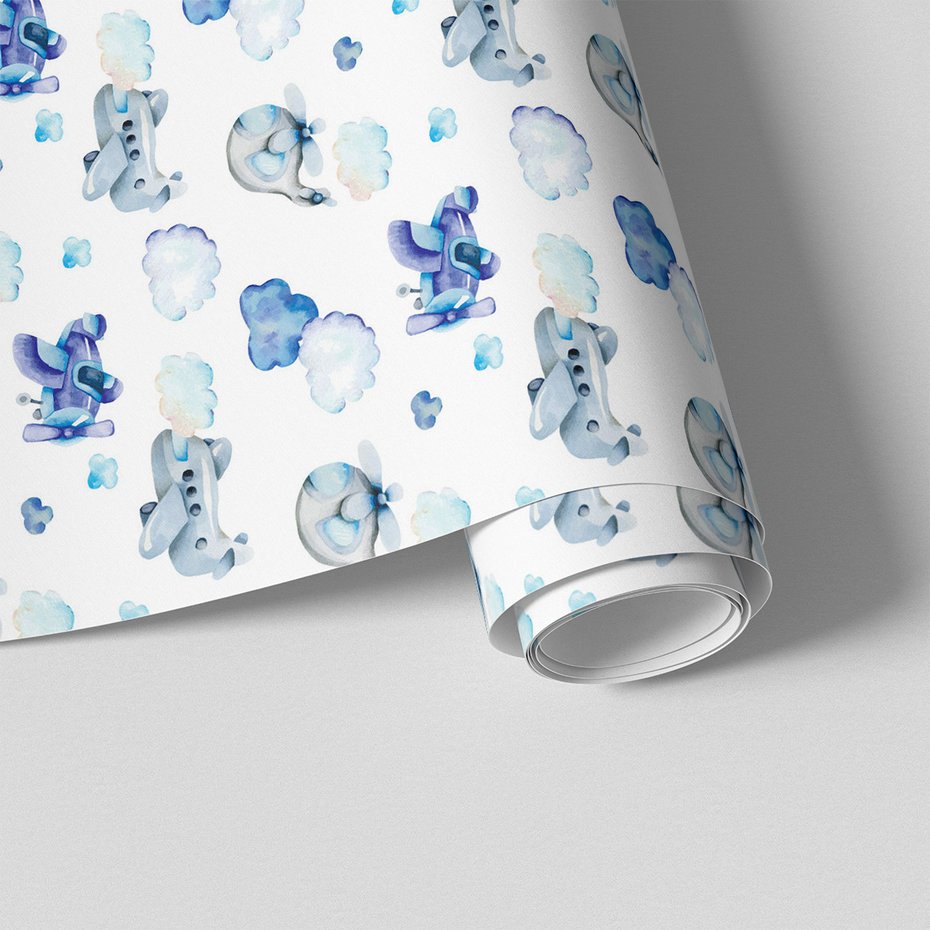 Tapeta - dziecięca, samoloty, chmury, helikoptery