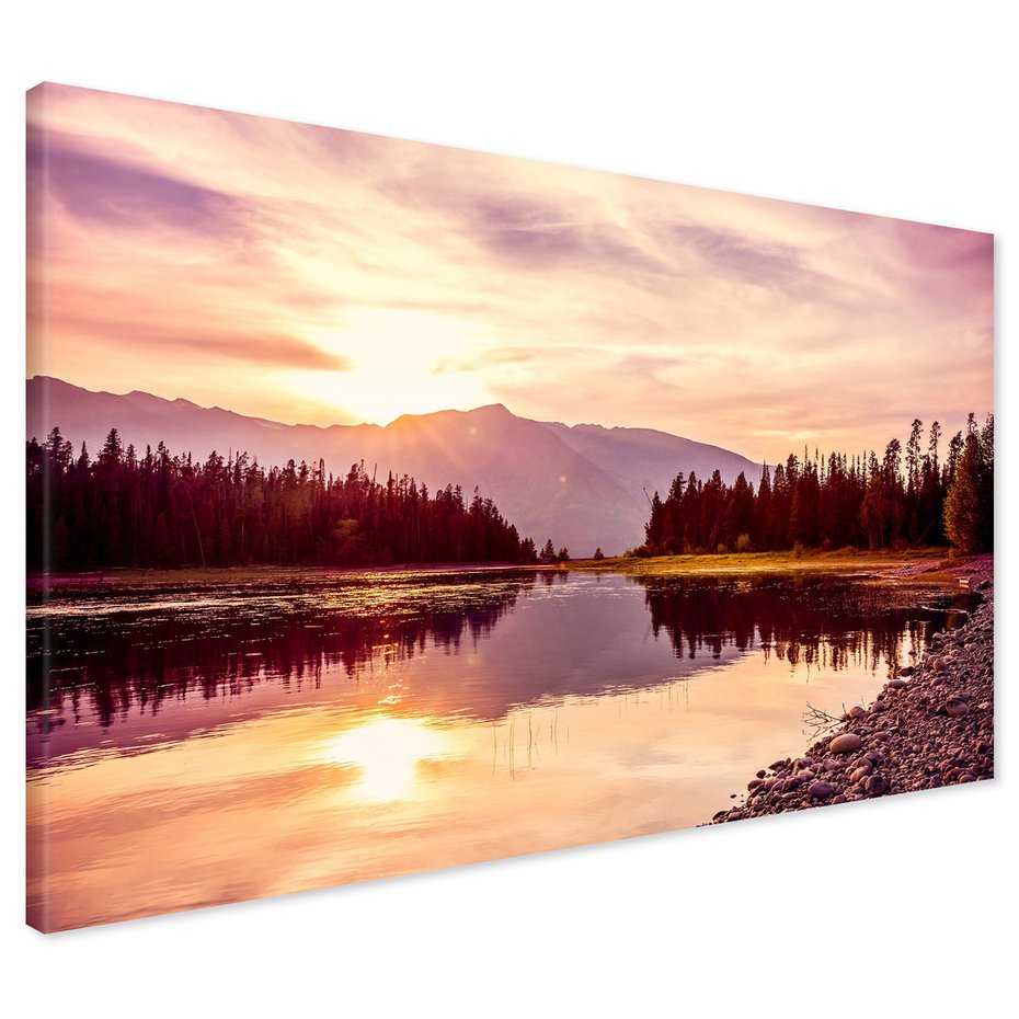 Obraz na płótnie - jezioro, góry, las