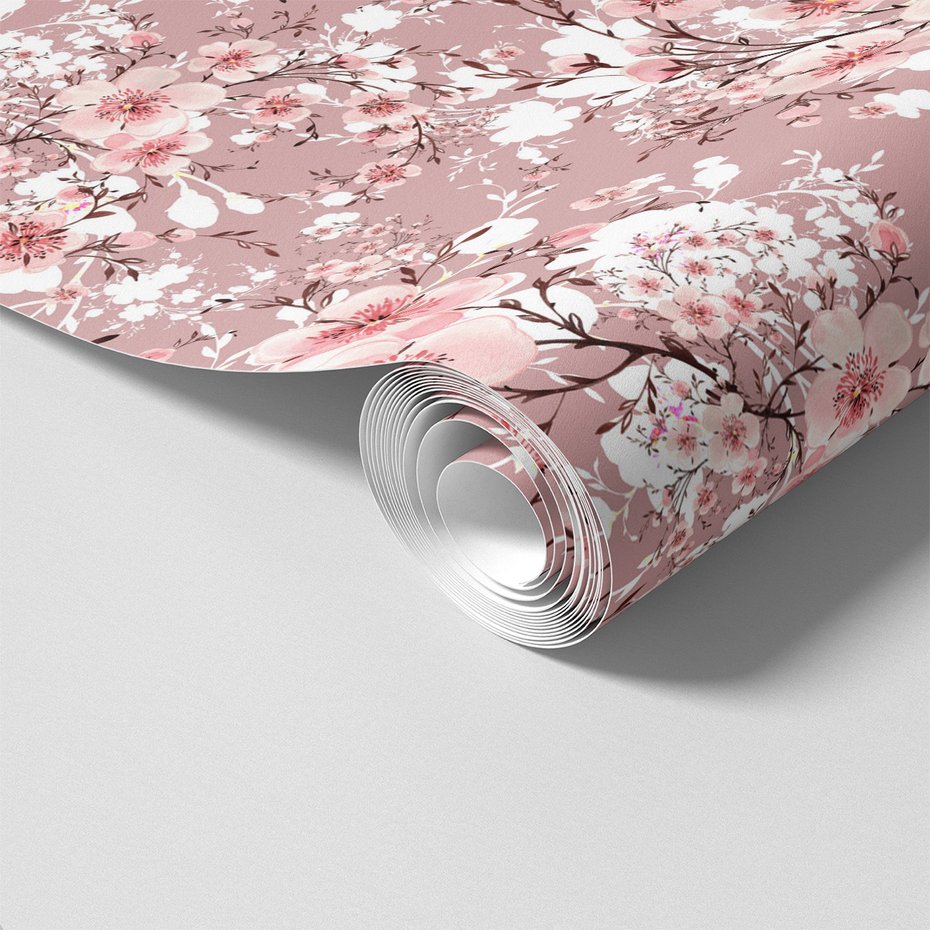 Tapeta - kwiaty, liście, wzór