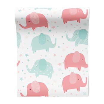 Tapeta - dziecięca, słonie, gwiazdy,