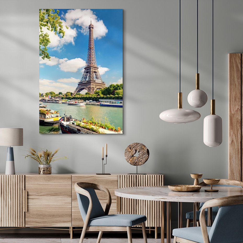 Obraz na płótnie - Paryż, Wieża Eiffla, rzeka