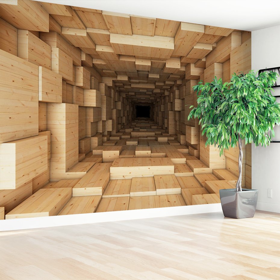 Fototapeta - drewno, tunel, abstrakcja