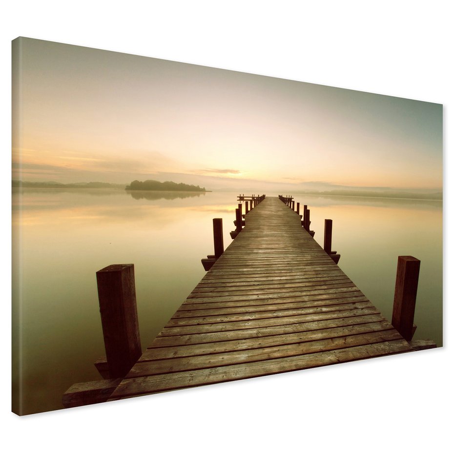 Obraz na płótnie - jezioro, pomost, woda