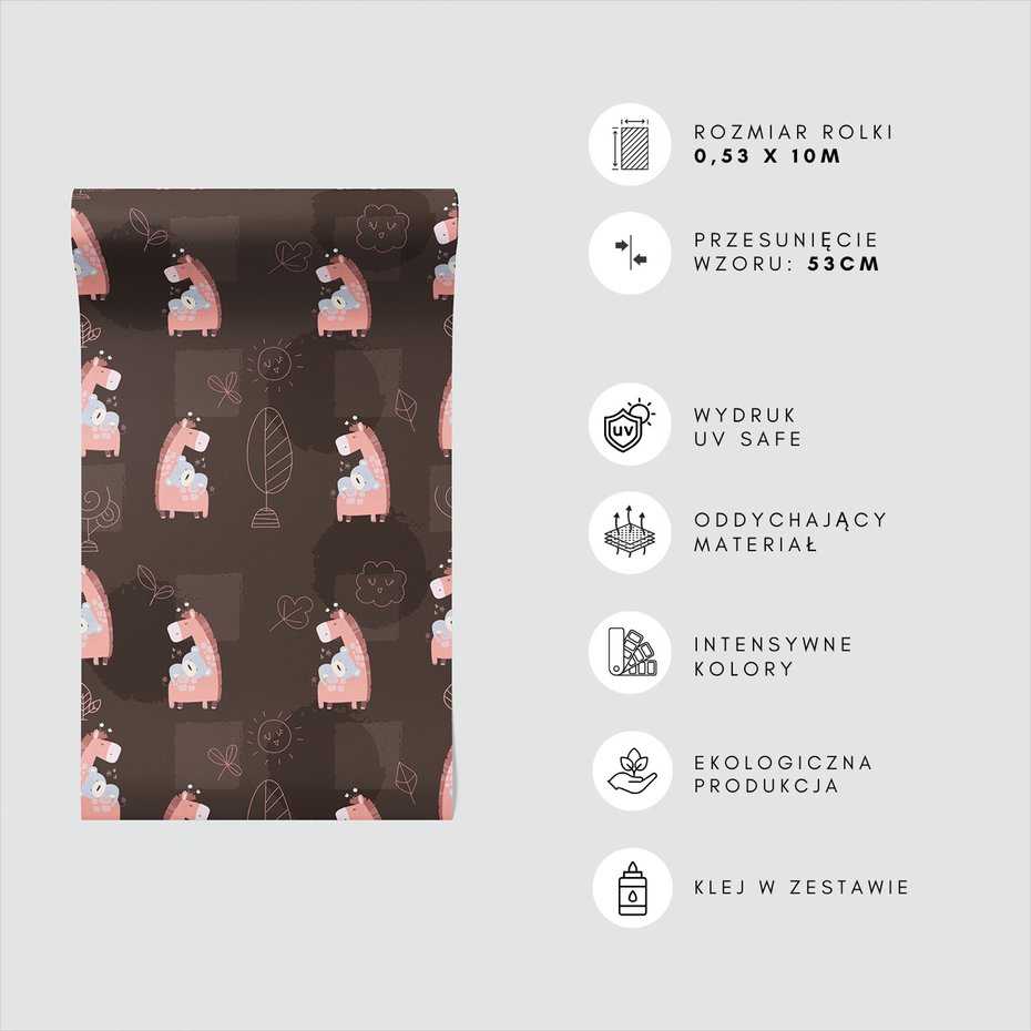 Tapeta - dziecięca, żyrafa, miś, zwierzęta