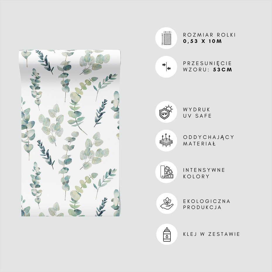 Tapeta - liście, gałązki, akwarela