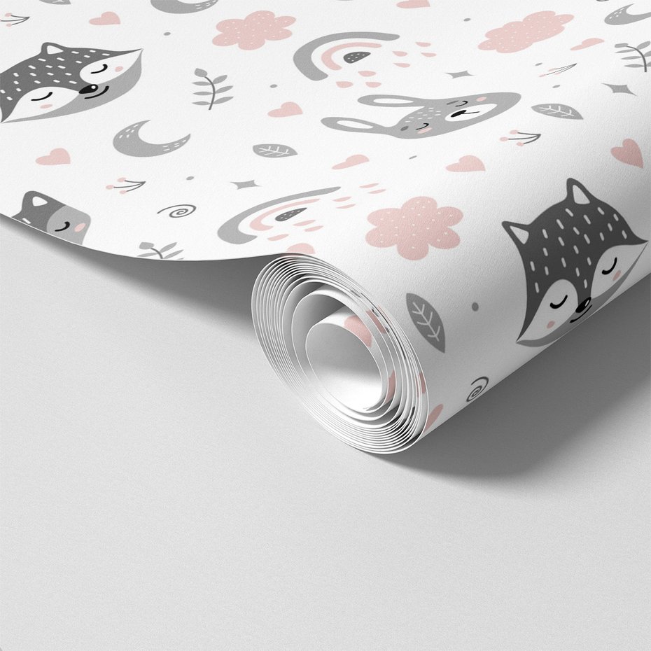 Tapeta - dziecięca, lisy, królik, chmury