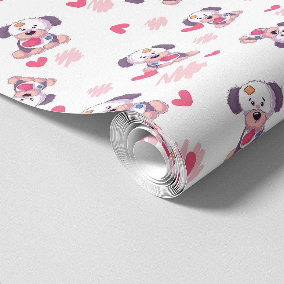 Tapeta - dziecięca, pies, serce,