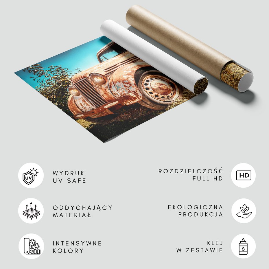 Fototapeta - samochód, zardzewiały, klasyczny