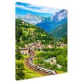 Obraz na płótnie - góry, miasto, pociąg