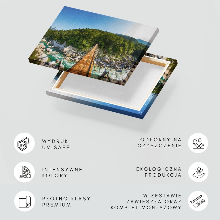 Obraz na płótnie - rzeka, most, las