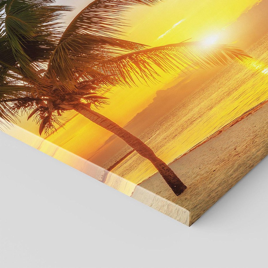 Obraz na płótnie - plaża, morze, zachód słońca