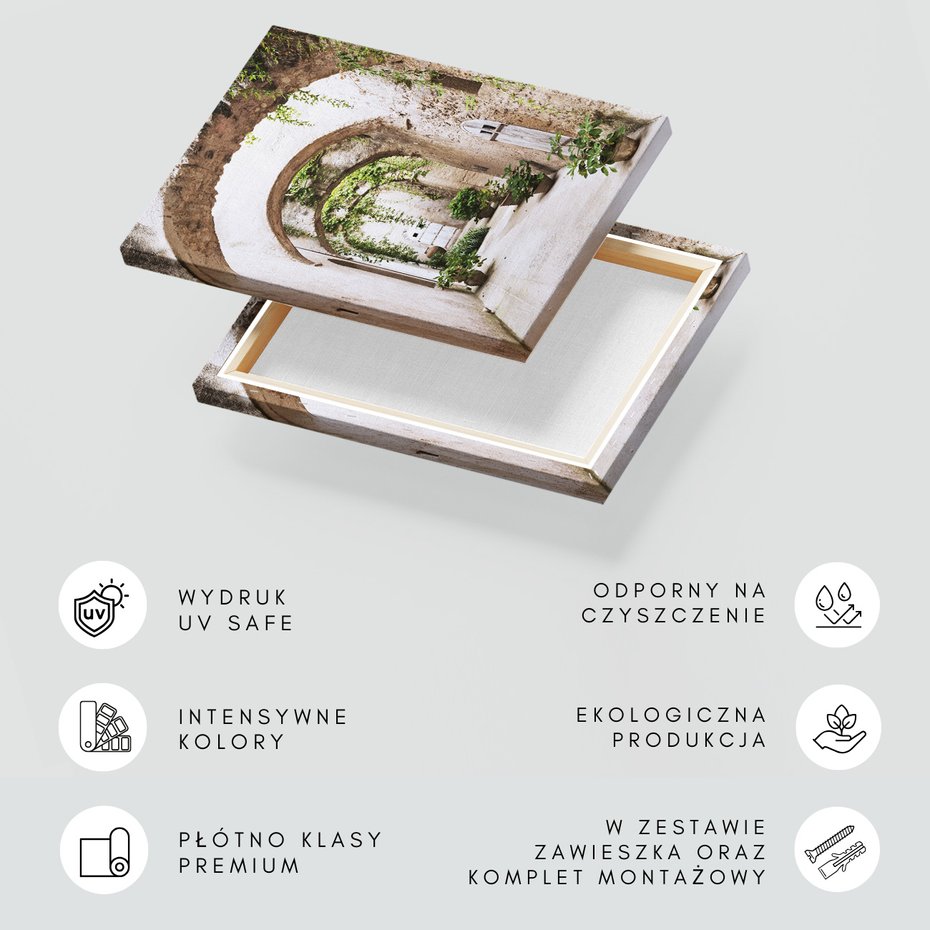 Obraz na płótnie - uliczka, rośliny, łuki