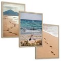 Zestaw obrazy w ramie, plakaty - plaża, morze, piasek - rama drewno