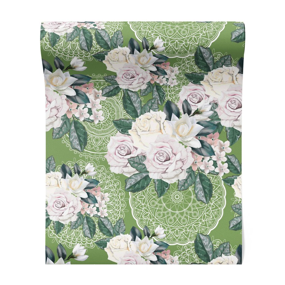 Tapeta - róże, liście, ornamenty