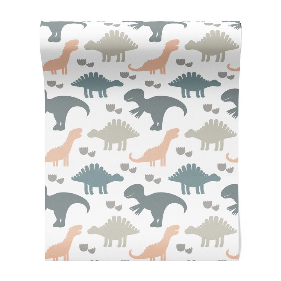 Tapeta - dziecięca, dinozaury, wzór, jaja