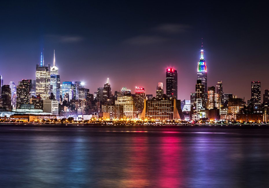 Fototapeta - miasto, noc, woda