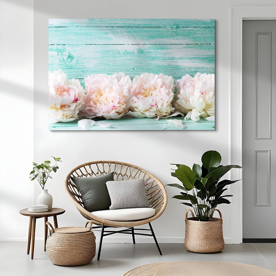 Obraz na płótnie - kwiaty, piwonie, pastelowe