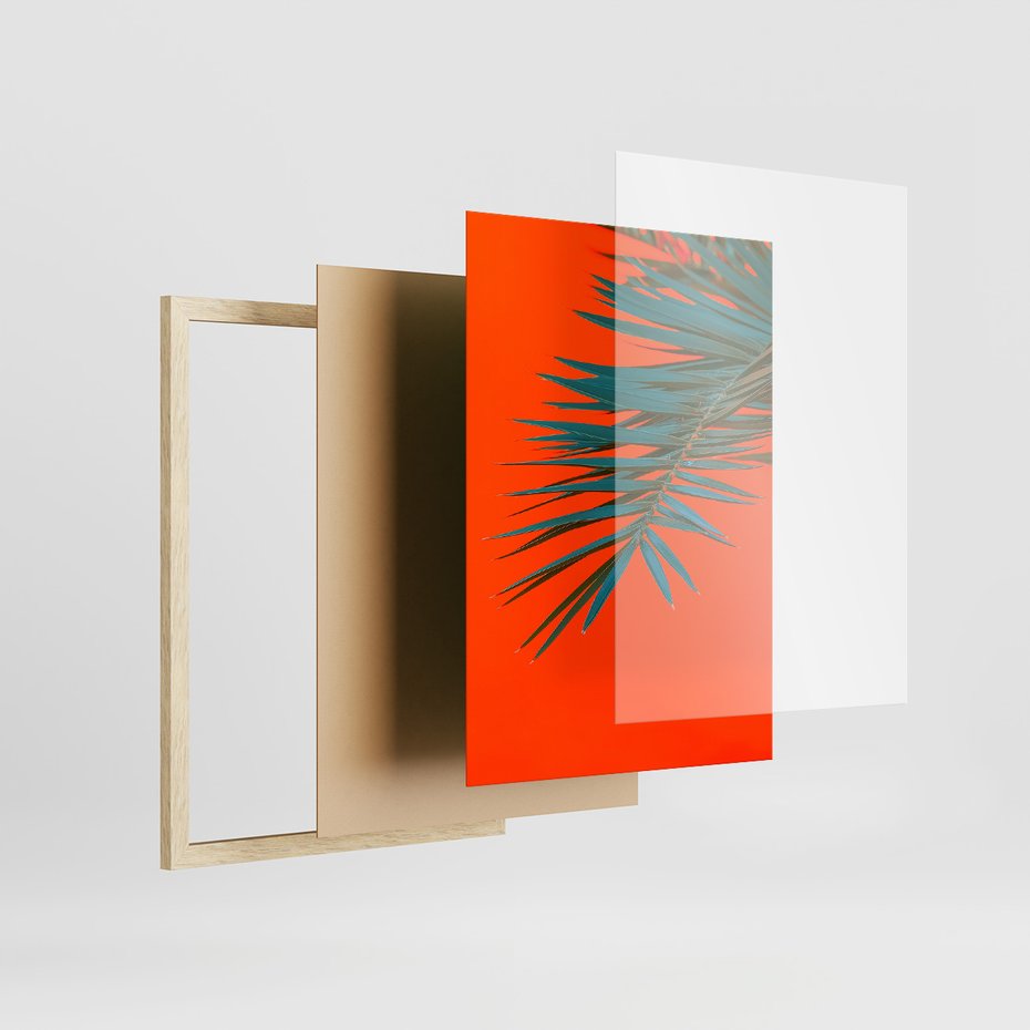 Zestaw obrazy w ramie, plakaty - liście,roślina,tropikalny - rama drewno