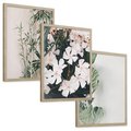 Zestaw obrazy w ramie, plakaty - rośliny, kwiaty, liście - rama drewno