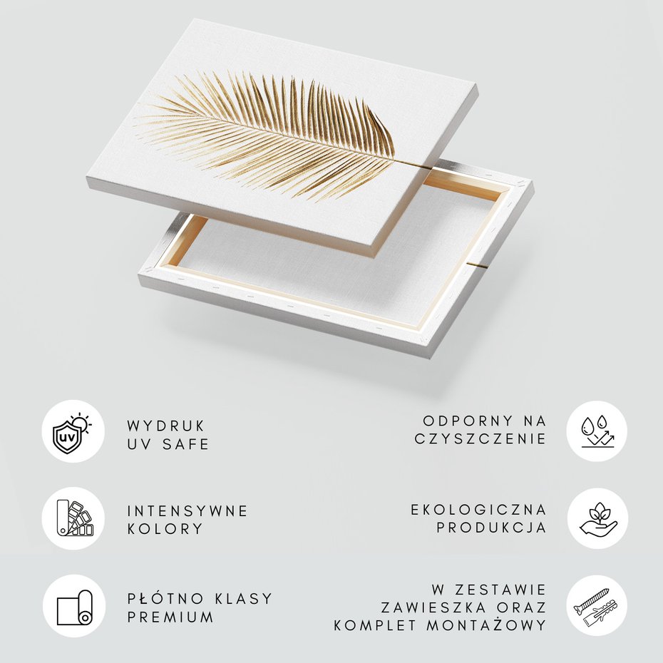 Obraz na płótnie - liść palmy, złoty, abstrakcja