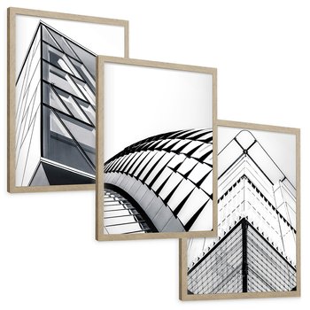 Zestaw obrazy w ramie, plakaty - architektura, budynek, fasada - rama drewno