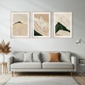 Zestaw obrazy w ramie, plakaty - góry, abstrakcja, złoto - rama drewno