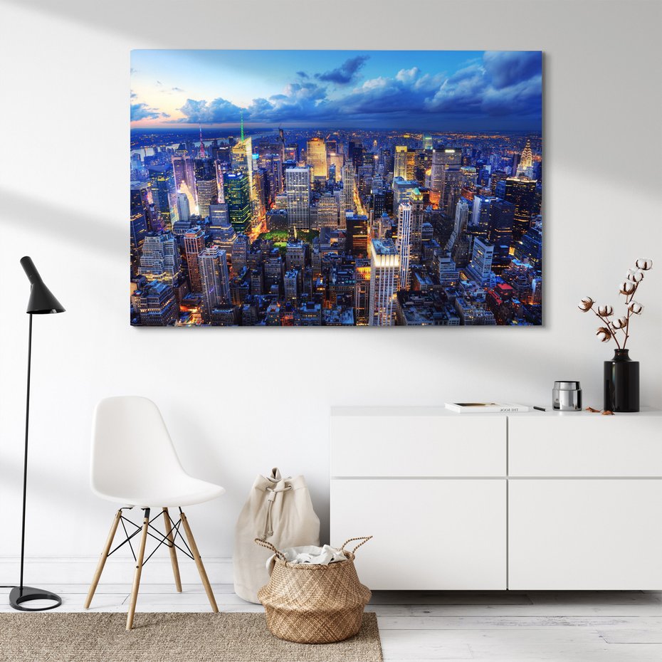 Obraz na płótnie - miasto, noc, budynki