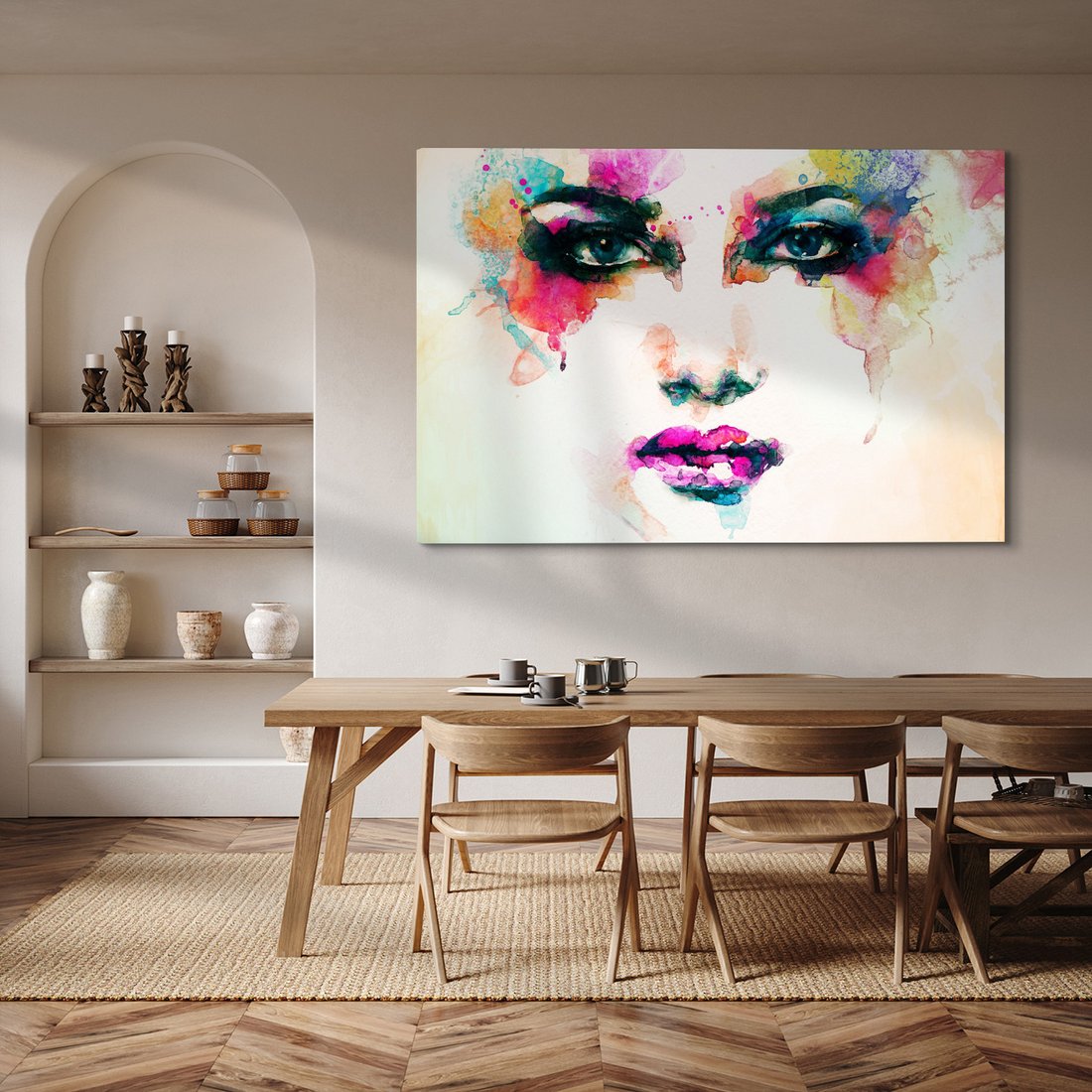 Obraz na płótnie - abstrakcja, twarz, akwarele