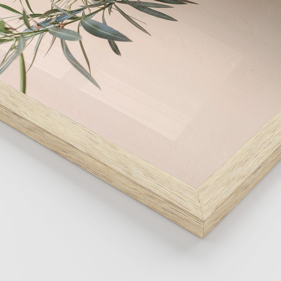 Zestaw obrazy w ramie, plakaty - liście, budynek, okno - rama drewno