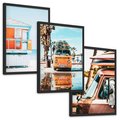Zestaw obrazy w ramie, plakaty - plaża, wakacje, lato - rama czarna