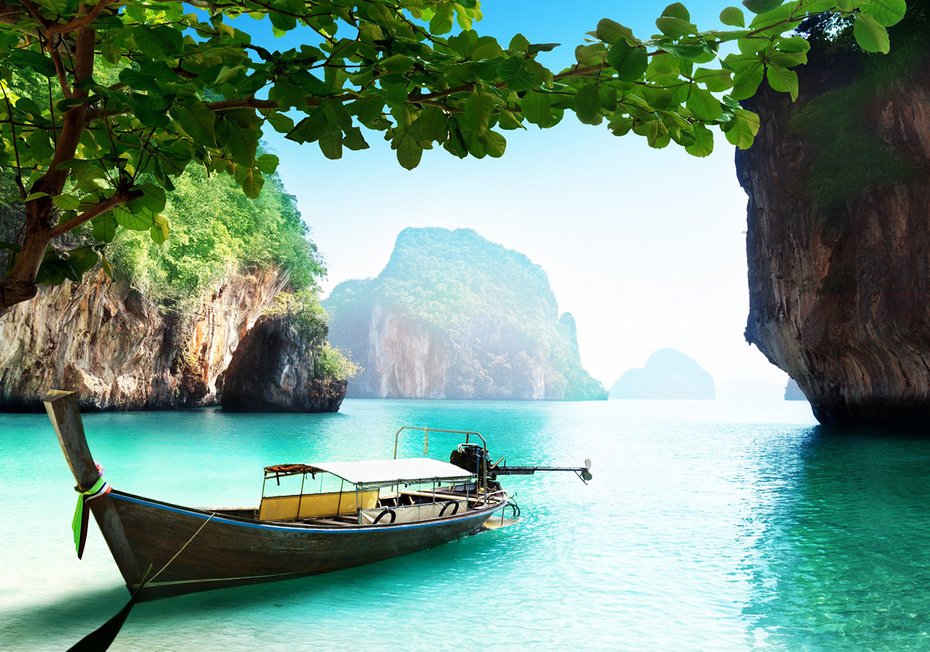 Fototapeta - łódź, morze, krajobraz