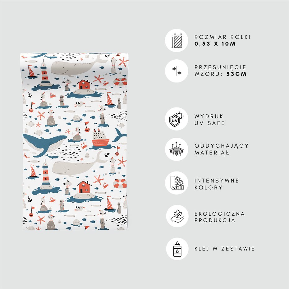 Tapeta - dziecięca, morze, fale, ryby