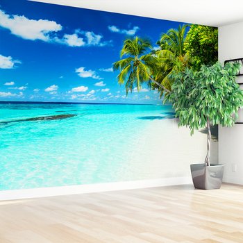 Fototapeta - plaża, morze, palmy