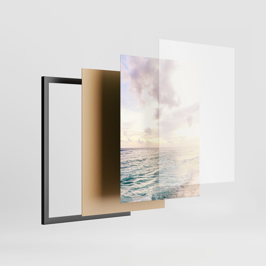 Zestaw obrazy w ramie, plakaty - plaża,palma,napis - rama czarna