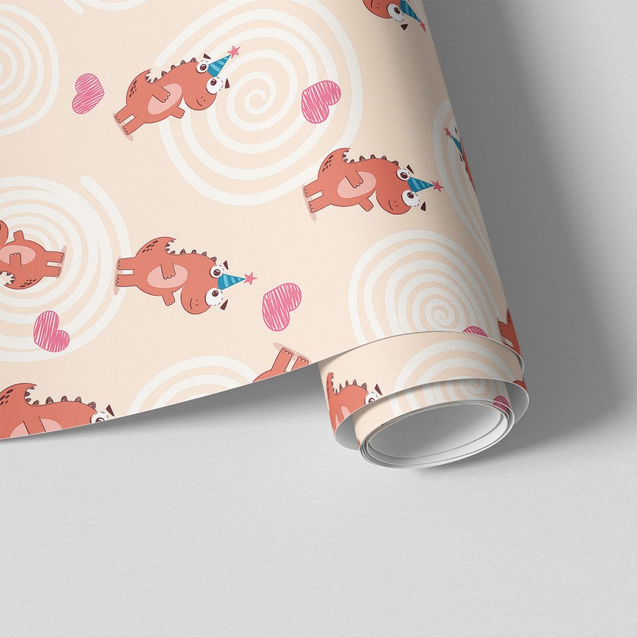 Tapeta - dziecięca, dinozaury, serca,