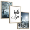 Zestaw obrazy w ramie, plakaty - zima, śnieg, góry - rama drewno