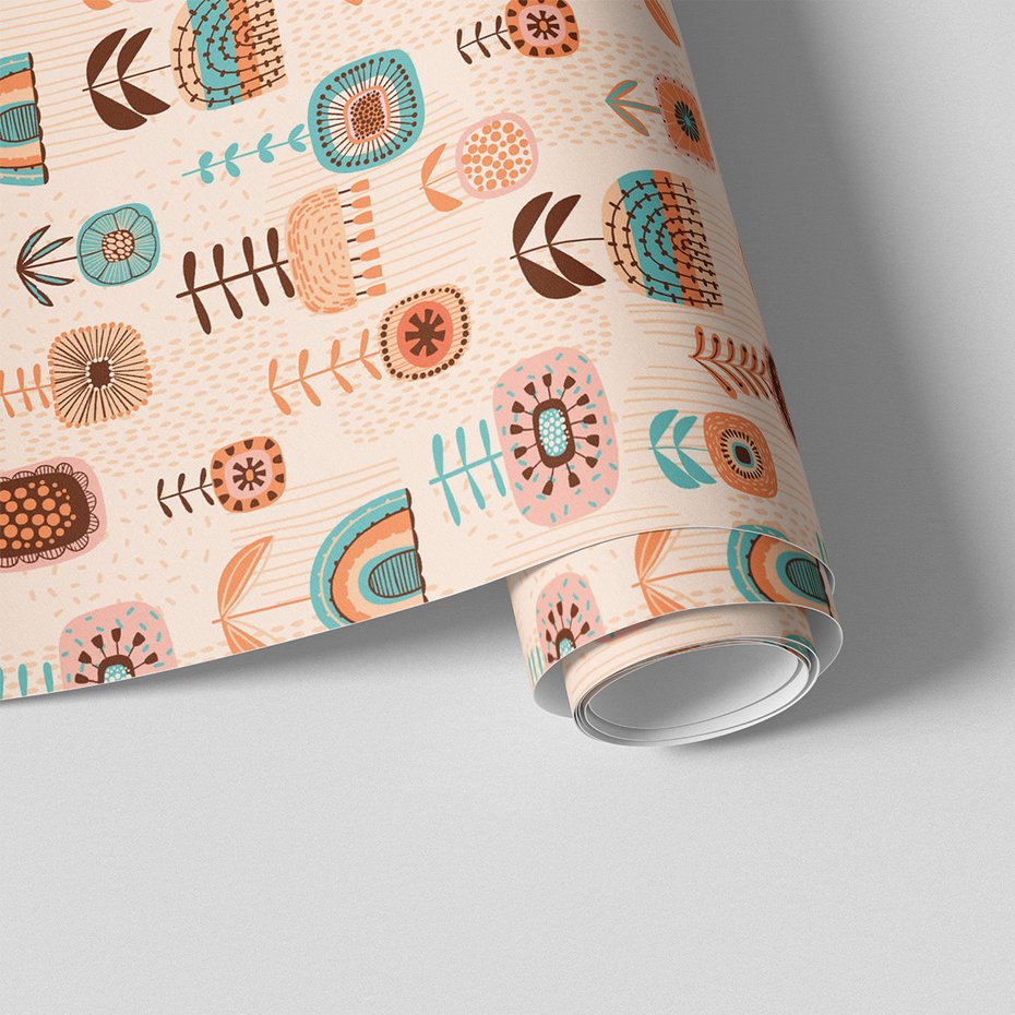 Tapeta - kwiaty, abstrakcja, retro